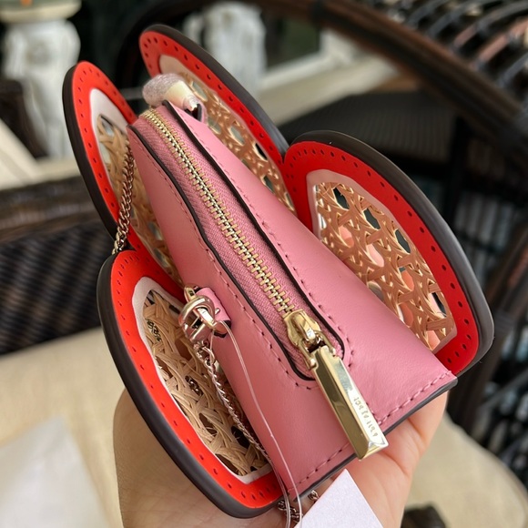 KATE SPADE Butterfly crossbody coin wallet on chain pink orange neutral - Picture 14 of 16